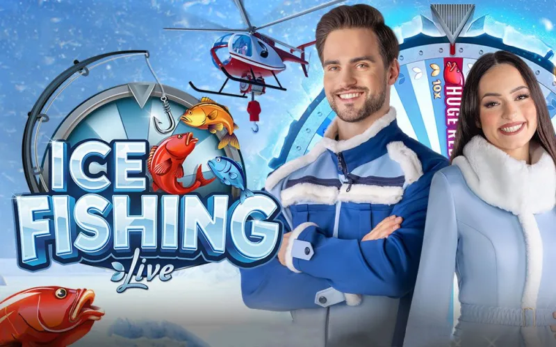 1win Ice Fishing con temática invernal y peces que traen premios bajo el hielo.