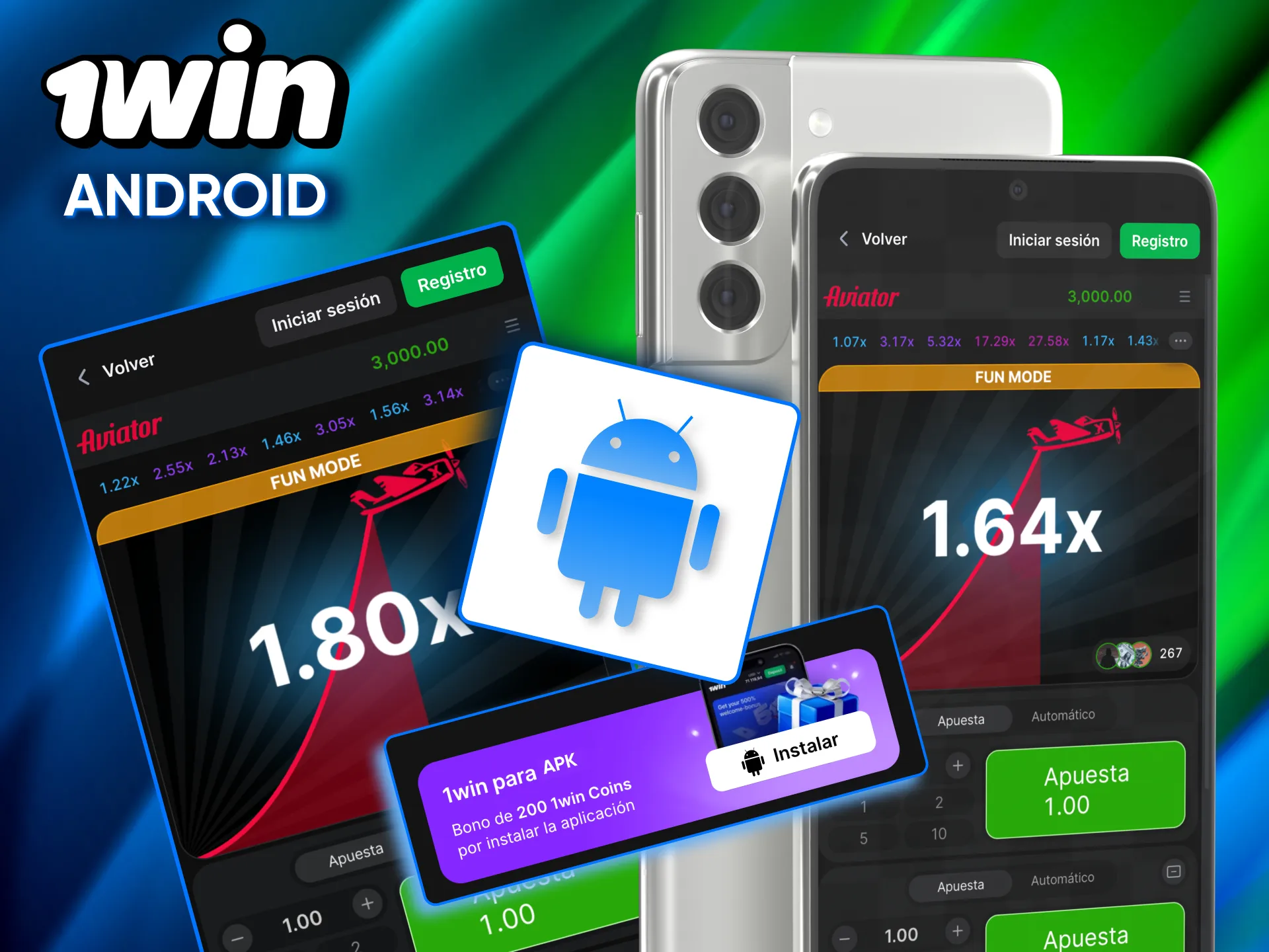 En 1win accede a Aviator tras instalar el APK en tu móvil Android.