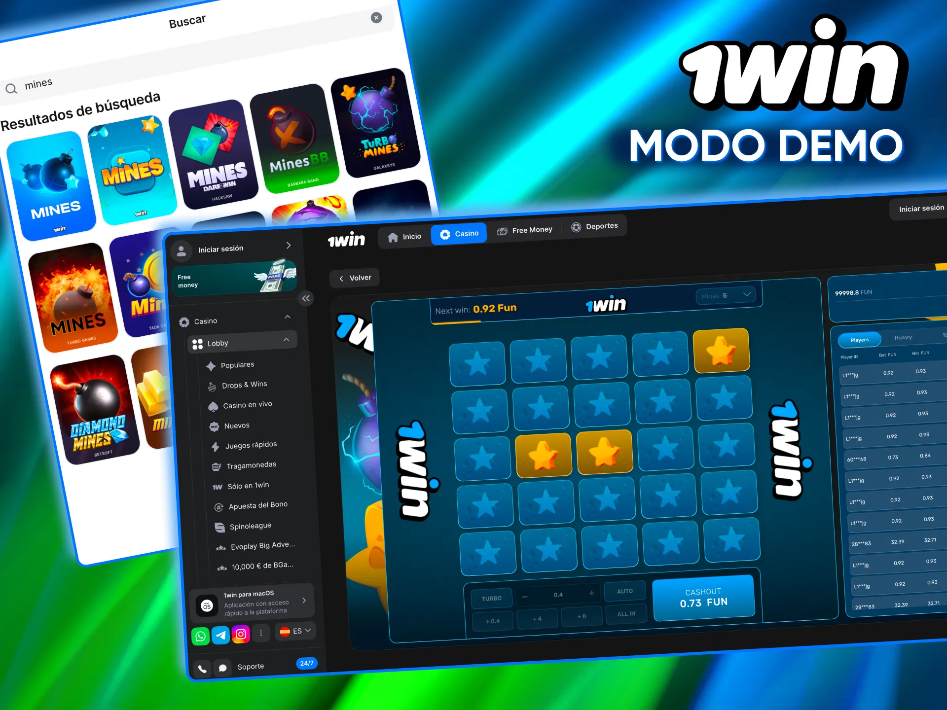 Versión demo de Mines 1win para aprender reglas y mecánica.